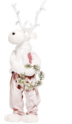 Rena Branca de Palha com Macacão Rosê 86cm - Coleção La Perle - Ref 1691514 Cromus