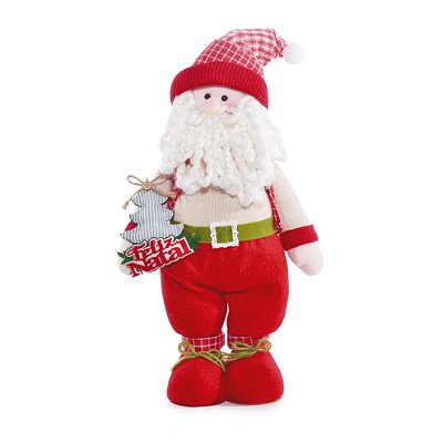 Papai Noel em Pé Segurando Pinheiro 45x25x15cm - Coleção Cinnamon - Ref 1690130 Cromus