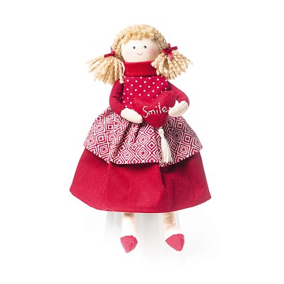 Boneca de Tecido com Coração Smile Vermelho 20x10x5cm com 1 Unidade - Dolls - Ref 1240459 Cromus