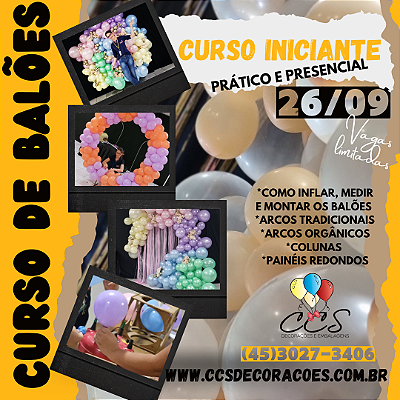 Curso de Balões INICIANTE 26/09/2023 Presencial com Carla Christine