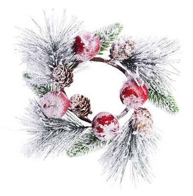 Mini Guirlanda de Natal com Frutas e Galhos Nevados 25x25x3cm - Ref 1103185 Cromus