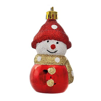 Enfeite Pendurar Boneco de Neve Vermelho Jogo com 4 Unidades - Ref 1593326 Cromus