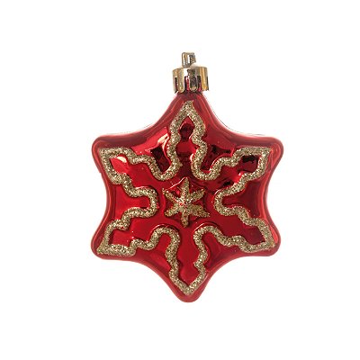 Enfeite Pendurar Estrelas Vermelha 5x5cm com 4 Unidades - Ref 1240287 Cromus