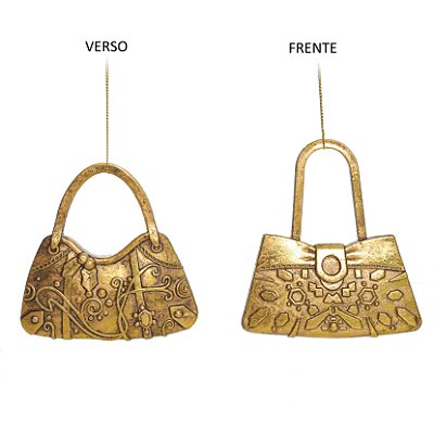 Enfeite Pendurar Bolsa Ouro Velho 10x10x2cm com 1 Unidade - Ref 1551789 Cromus