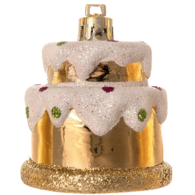 Enfeite de Pendurar Bolo Dourado 5x5x5cm com 3 Unidades - Ref 1240294 Cromus