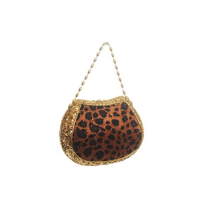 Enfeite de Pendurar Bolsa Oncinha com Dourado 10x10x3cm com 1 Unidade - Ref 1314308 Cromus