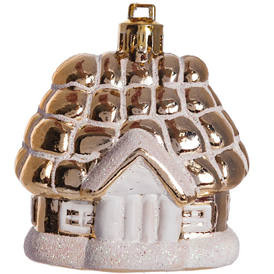 Enfeites Pendurar Casinhas Douradas e Branco 5x5x3cm com 3 Unidades - Ref 1350778 Cromus
