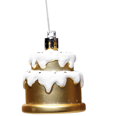 Enfeite Pendurar Bolo Dourado 5x5x5cm com 3 Unidades - Ref 1711570 Cromus