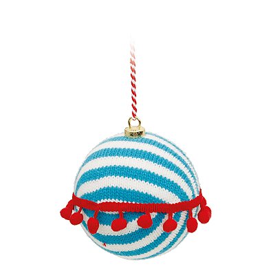 Bola de Natal de Tricô Azul, Vermelha e Branca 8cm Jogo com 6 Unidade - Trend Vintage - Ref 1923285 Cromus