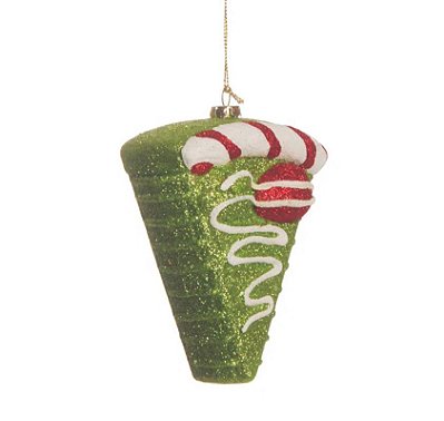 Enfeite Para Pendurar Pedaço de Torta Verde e Vermelho 12x10x5cm com 1 Un - Ref 1411416 Cromus