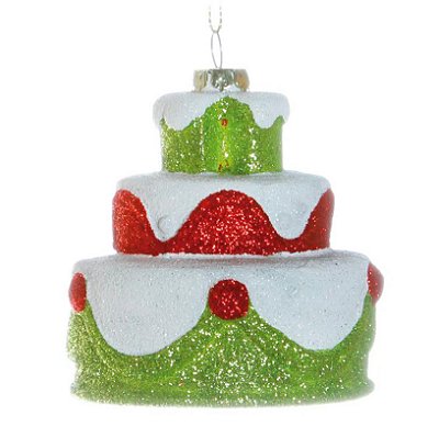 Enfeite Pendurar Bolo Verde e Vermelho 10x6x6cm com 1 Un - Ref 1411410 Cromus