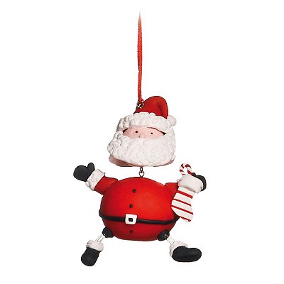Enfeite Pendurar Papai Noel com Meia de Biscuit com Mola 10x7x4cm com 1 Un - Ref 1692554 Cromus