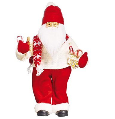 Noel com Ginger Bread e Doces Vermelho e Branco 40cm - Ref 1692502 Cromus