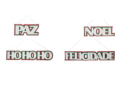 Desejos de Natal em Feltro Paz, Amor, Noel, Hohoho e Felicidades com 5 Unidades - Ref 1612687 Cromus