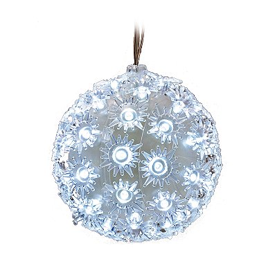 Bola de Natal PVC com 100 Leds Branco 127V 15x15x15cm com 1 Unidade