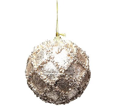 Bolas de Natal Marfim com Losangos Glitter 10cm Jogo com 4 Un - Ref 1595041 Cromus
