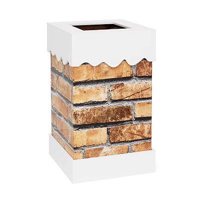 Decoração Chaminé de MDF Branco e Marrom 43x25x25cm - Ref 1030585 Cromus