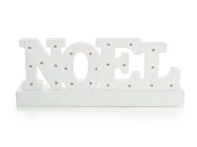 Luminoso Noel Branco com 23 Leds Branco 2AA 10x30cm - Ref 1516045 Cromus