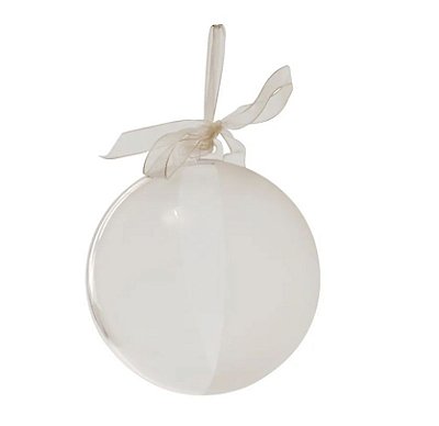Enfeite Bola de Acrilico Bipartida Lisa e Fosca com Fita de Organza 8cm com 1 un - Ref 1210173 Cromus