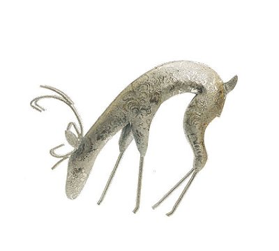 Rena com Cabeça para Baixo de Metal Prata 28cm - Coleção Marrocos - Ref 1211677 Cromus