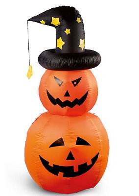 Inflável 2 Aboboras Halloween com Chapéu Bruxa 190x75x75cm - Ref 1470957 Cromus