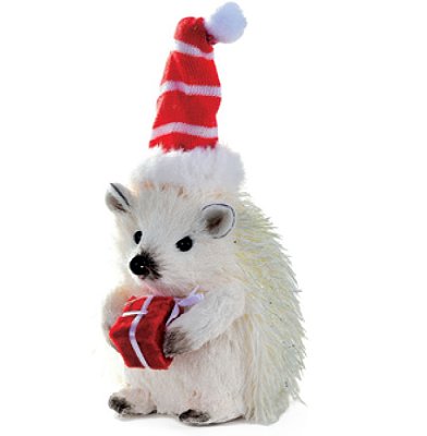 Porco Espinho de Palha Branco com Gorro 19cm - Ref 1101531 Cromus