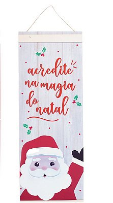 Quadro de Madeira Adesivado - Acredite na Magia do Natal - 120x42x2cm - Ref 1109947 Cromus