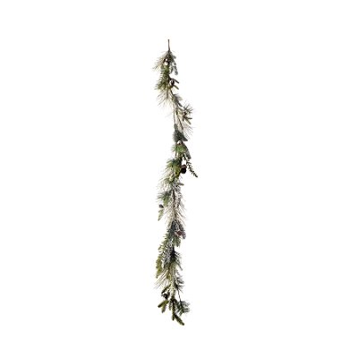 Galho Longo de Natal Folhas e Pinhas Nevadas 150x15x15cm - Ref 1590617 Cromus