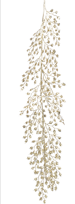 Galho Longo de Natal Folhagens Galhos Champanhe de Glitter 140x20x2cm - Ref 1022196 Cromus