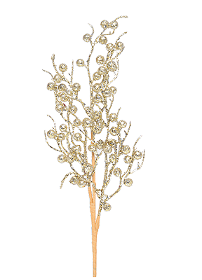 Galho de Natal Frutas Champanhe com Glitter 60x17x2cm- Ref 1022424 Cromus