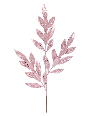 Galho de Natal Folhas com Glitter Rosa 75x16x3cm - Ref 1022647 Cromus
