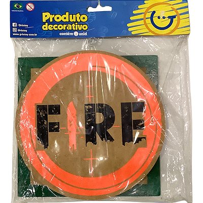 Placa Decorativa de MDF Festa FreeFire 20cm - GRINTOY