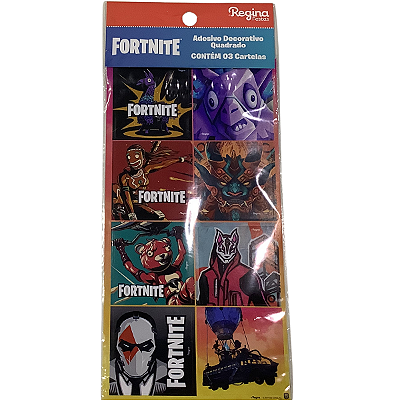Adesivo Quadrado Grande 6x6cm Fortnite com 24 unidades REF.115488.5 - Regina