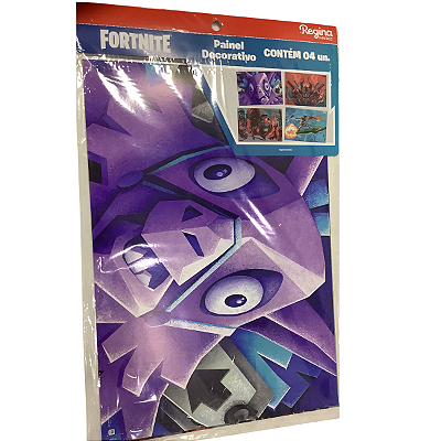 Painel 4 Laminas Decorativo Festa Fortnite REF.115486.9 Regina