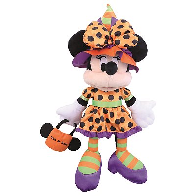 Pelúcia Minnie Bruxinha Laranja 30x12x5cm - Halloween Disney - Ref 29003988 Cromus
