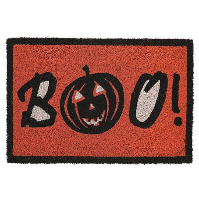 Capacho Tapete de Halloween Boo Laranja com Preto 40x60cm - Ref 29004006 Cromus