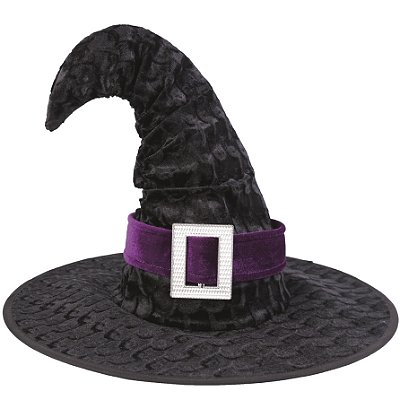 Chapéu de Bruxa de Pelúcia com Cinto Roxo - Ref 29004094 Cromus
