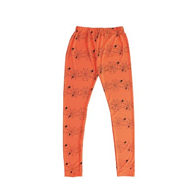 Calça Legging Laranja Teias de Aranha Halloween Tamanho Unico - Ref 29003764 Cromus