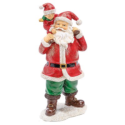 Papai Noel de Resina com Criança 23cm - Ref 1003391 Cromus