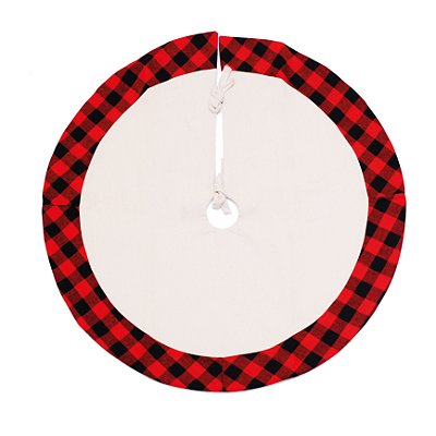 Saia de Árvore de Natal Cru com Borda Xadrez Vermelho e Preto 120cm - Ref 1921435 Cromus Natal