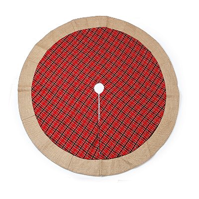 Saia de Árvore de Natal Xadrez com Borda Juta 75cm - Ref 1715567 Cromus Natal