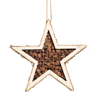 Estrela Pendurar Madeira com Tela e Mini Pinhas 20x20x4cm - Raizes - Ref 1693414 Cromus