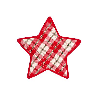 Descanso de Panela Estrela Natal Xadrez 40x40cm - Ref 1595369 Cromus