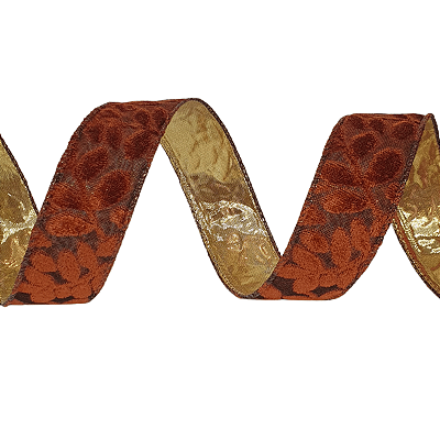 Fita de Natal Aramada Marrom com Dourado 3,8x9.14m - Ref 1413930 - Cromus