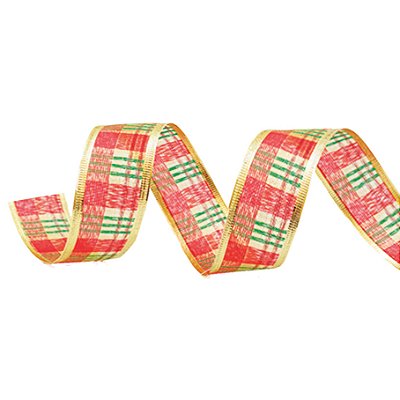 Fita Aramada de Natal Xadrez Vermelho e Verde 6.3x9.14cm - Ref 214034 Cromus