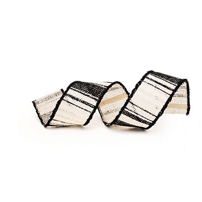 Fita Aramada de Natal Juta Listras Branco e Preto 3.8x9.14cm - Ref 1200674 Cromus