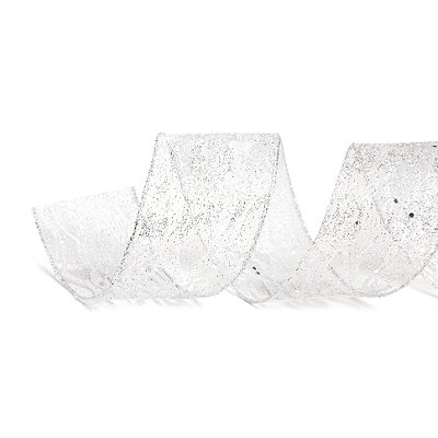 Fita Aramada de Natal Renda Prata 6,3x9,14cm - Ref 1418110 - Cromus