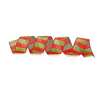 Fita Aramada de Natal Listras Verde e Vermelha 3.8cmx9.14mts - Ref 1594577 Cromus
