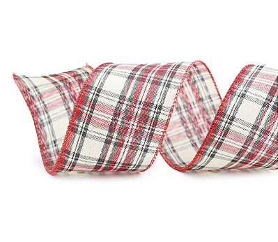 Fita Aramada de Natal Xadrez Vermelho, Preto e Bege 6,3x914cm - Ref 1008759 - Cromus