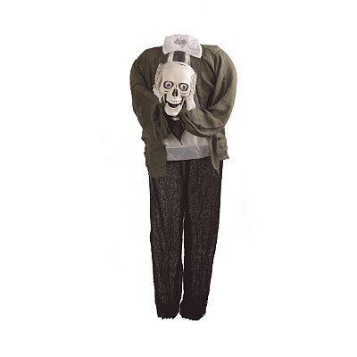 Boneco Caveira sem Cabeça com Luz e Movimento 35x30x145cm - Ref 29003673 Halloween Cromus